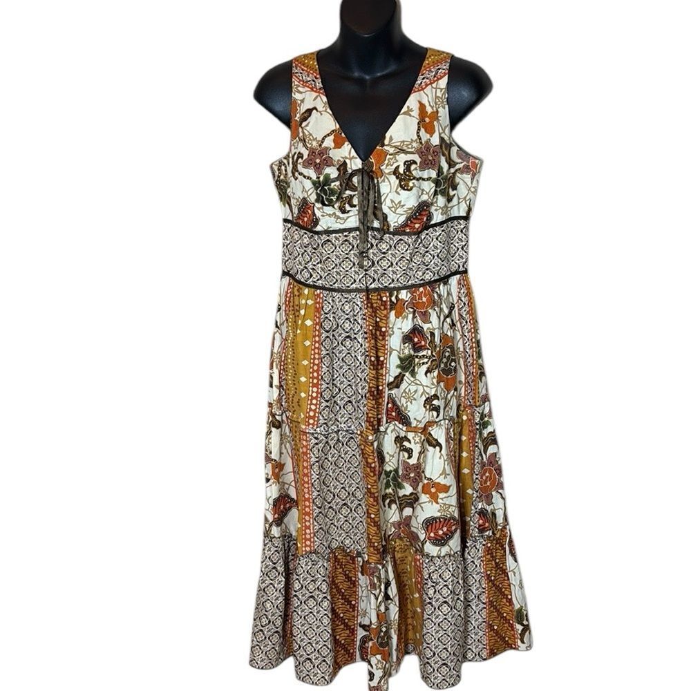 Vintage clues collection tiered patchwork floral‎ bohemian shimmer dress 6